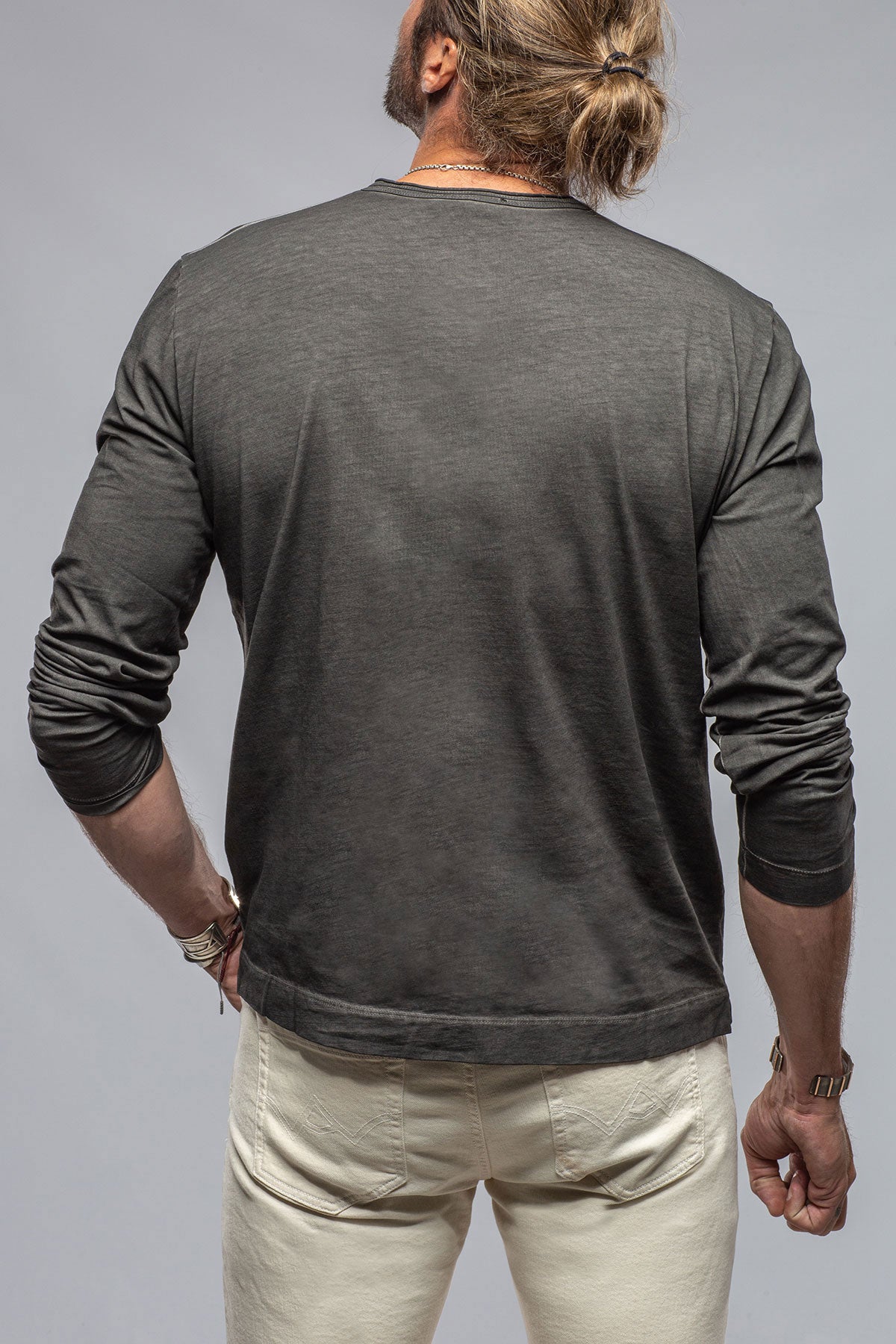 Gimo's Cotton Kayo L/S Crew in Charcoal Mens - Shirts - T-Shirts