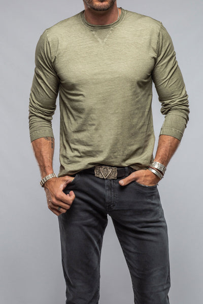 Gimo's Cotton Kayo L/S Crew in Moss Mens - Shirts - T-Shirts