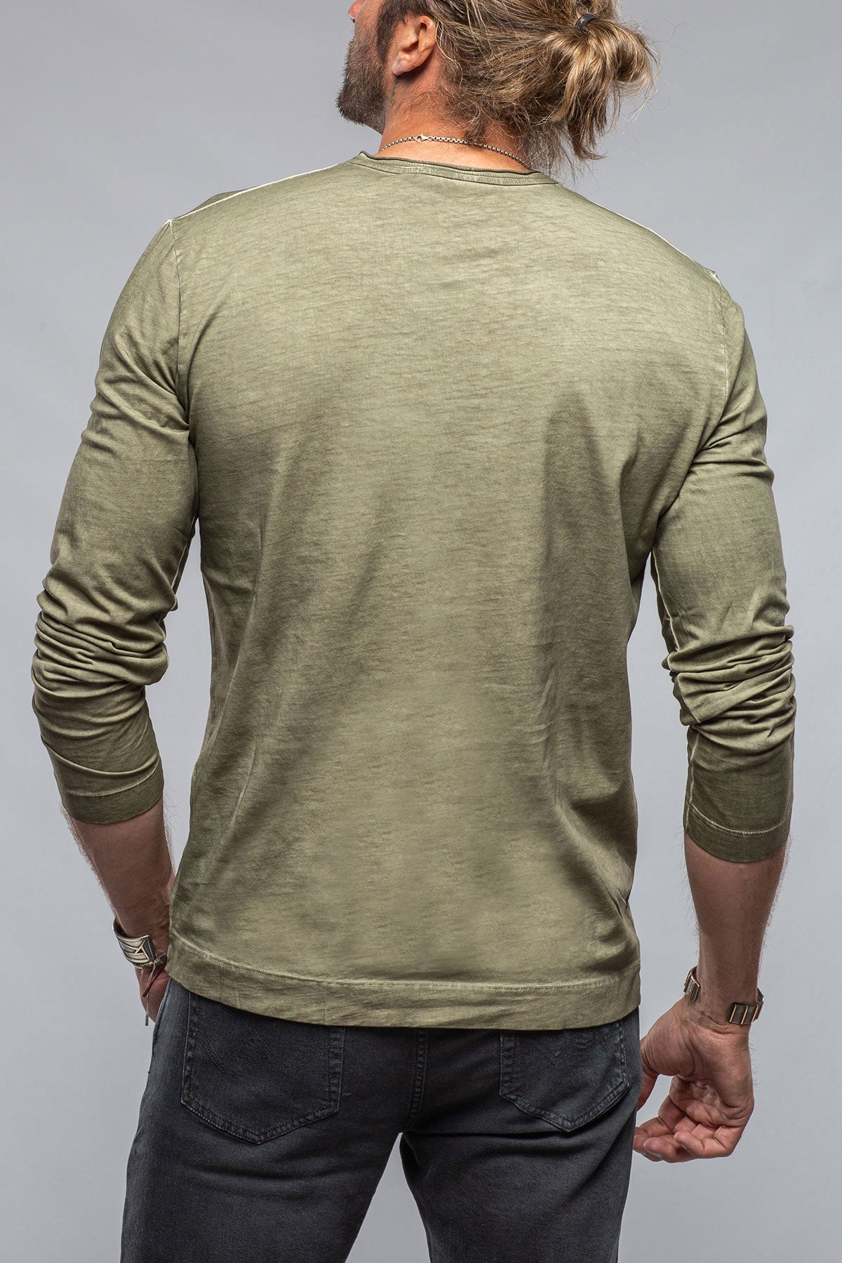Gimo's Cotton Kayo L/S Crew in Moss Mens - Shirts - T-Shirts