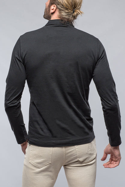 Gimo's Cotton Torrance Long Sleeve Polo in Black Mens - Shirts - Polos