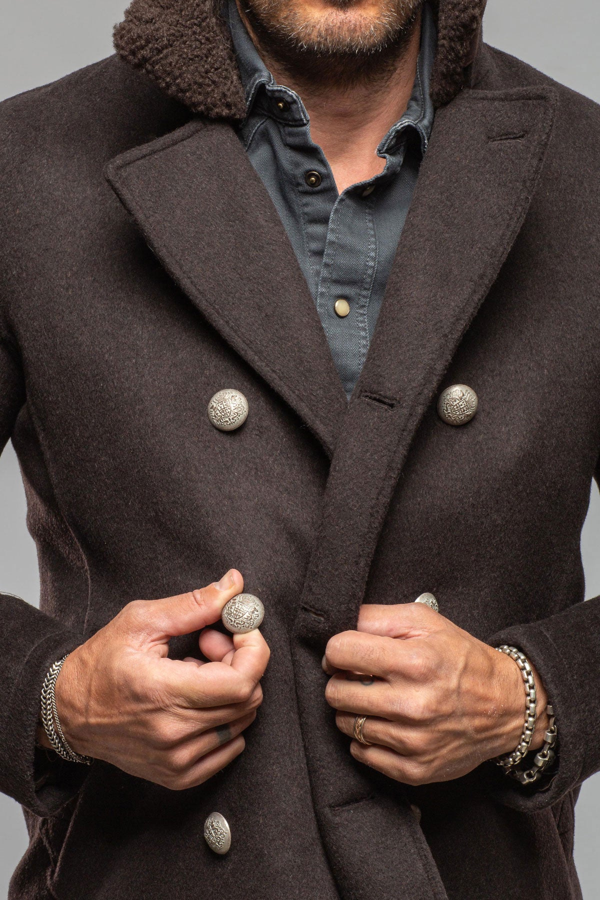 Gimo's Delvecchio Double-Breasted Knit Jacket Samples - Mens - Outerwear - Cloth