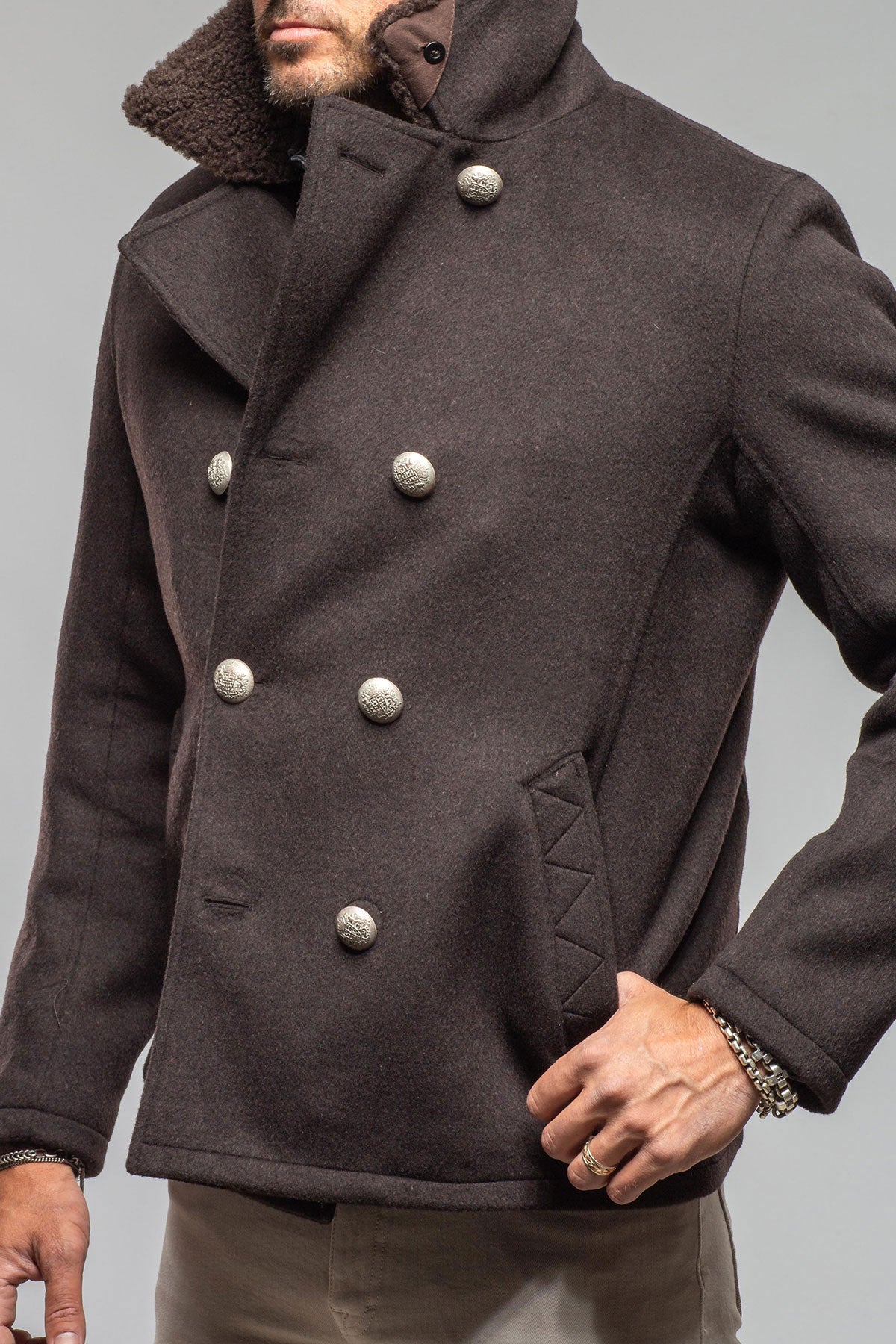 Gimo's Delvecchio Double-Breasted Knit Jacket Samples - Mens - Outerwear - Cloth