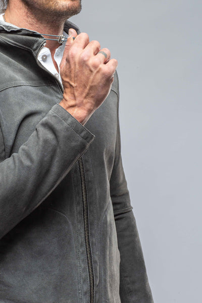 Gimo's Donnarumma Suede Hoodie In Charcoal Mens - Outerwear - Leather