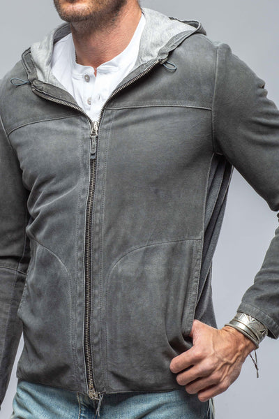 Gimo's Donnarumma Suede Hoodie In Charcoal Mens - Outerwear - Leather
