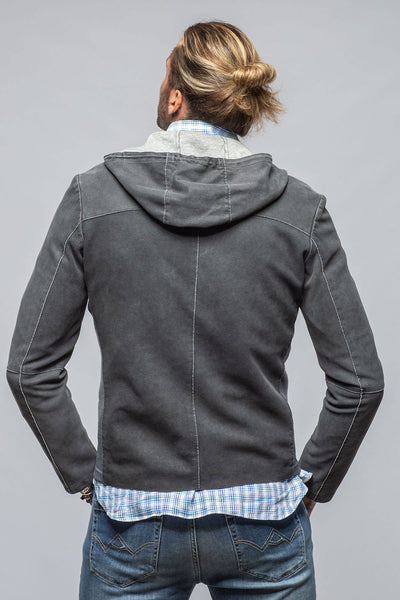 Donnarumma Suede Hoodie In Denim Blue | Mens - Outerwear - Leather | Gimo's