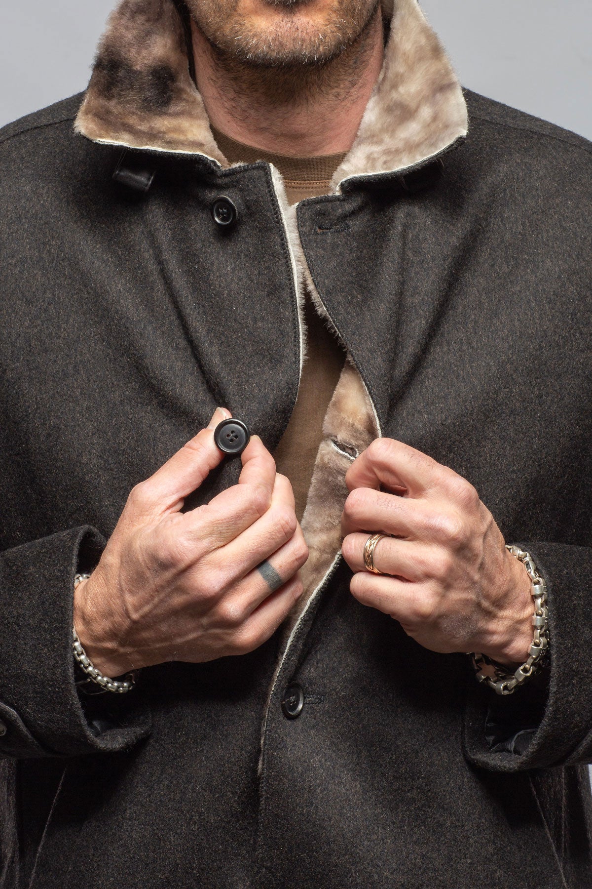 Emmet Shearling Overcoat | Samples - Mens - Outerwear - Cloth | Gimo's
