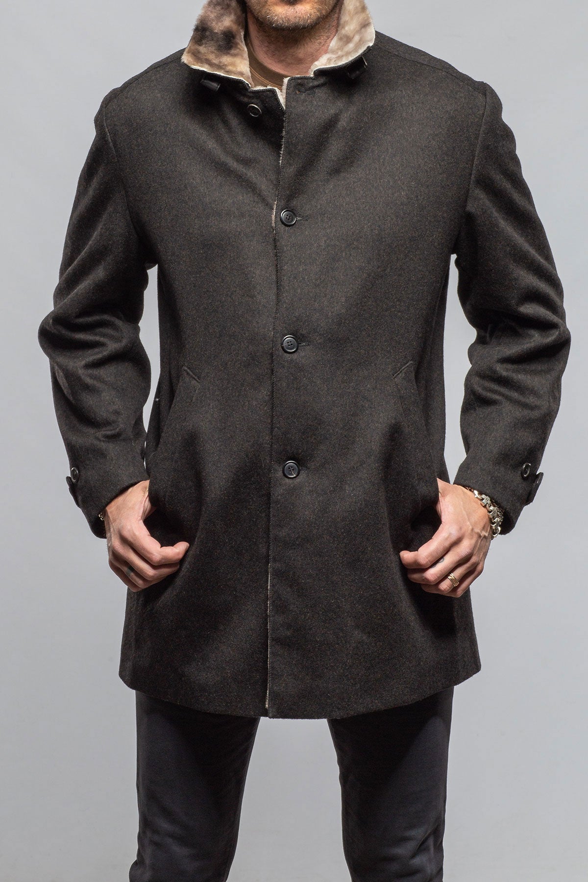 Emmet Shearling Overcoat | Samples - Mens - Outerwear - Cloth | Gimo's