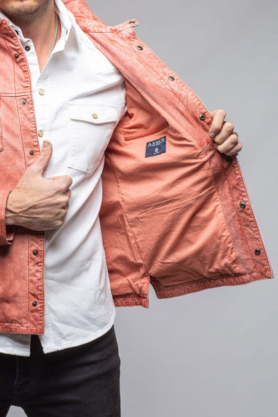 Gimo's Enna Washed Leather Shirt Jacket In Red Mens - Outerwear - Leather