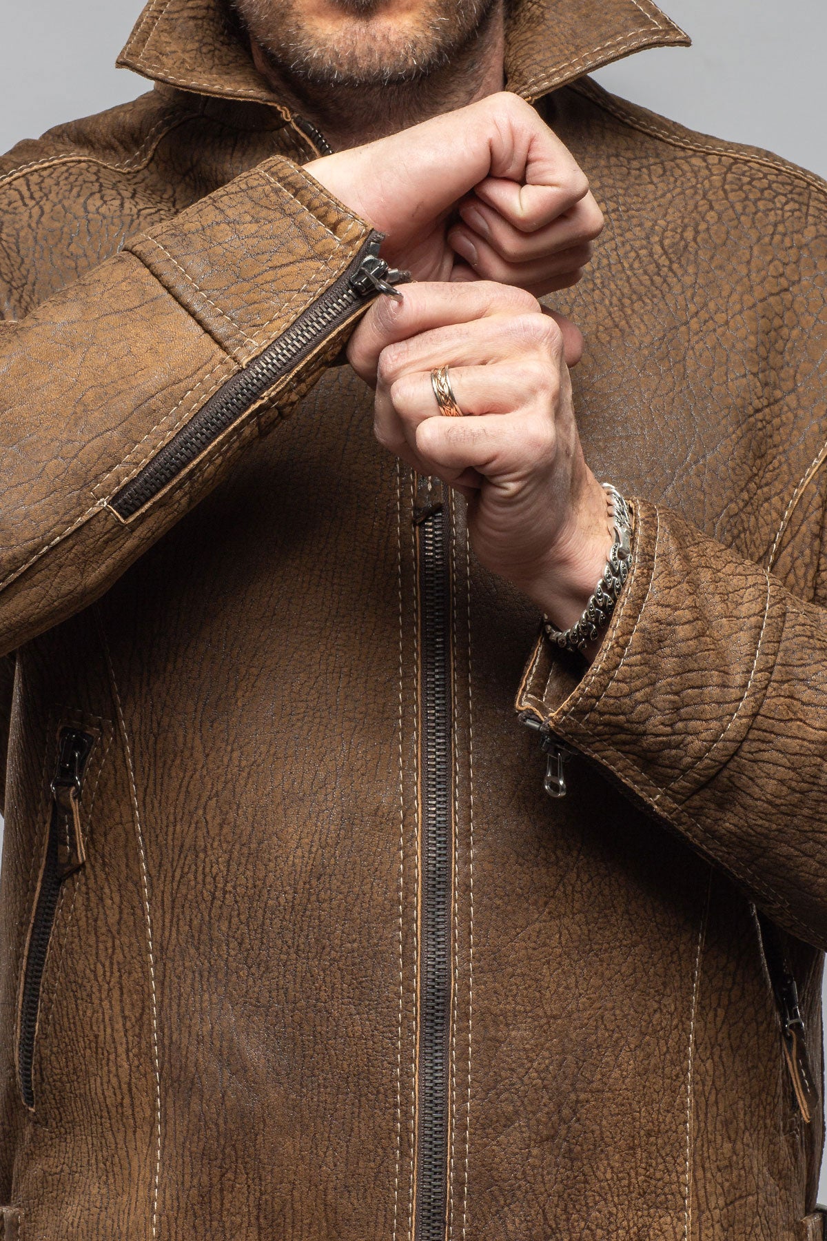 Filippo Nubuck Jacket | Samples - Mens - Outerwear - Leather | Gimo's