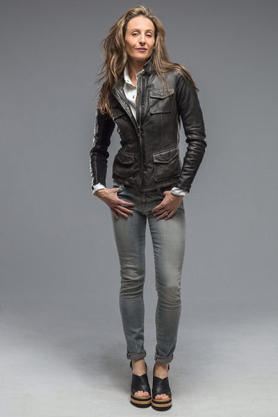 Gimo's Guns & Roses Jacket In Military Olive Grey Ladies - Outerwear - Leather