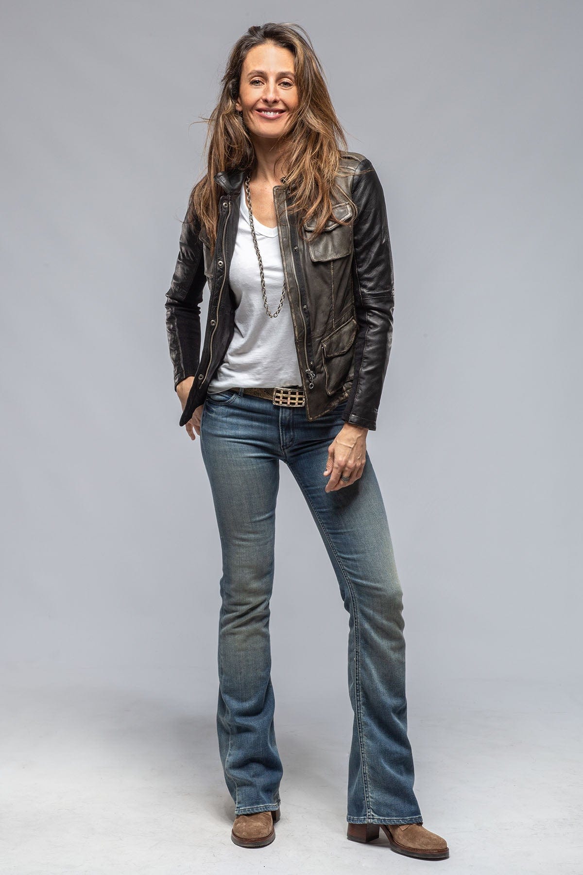 Gimo's | Guns & Roses Jacket In Military Olive Grey | Ladies - Outerwear - Leather 