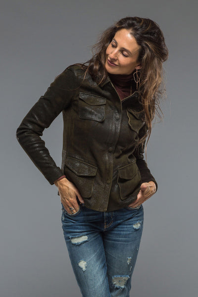 Gimo's Guns & Roses Jacket in Vintage Olive Ladies - Outerwear - Leather
