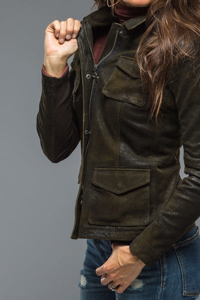 Gimo's Guns & Roses Jacket in Vintage Olive Ladies - Outerwear - Leather
