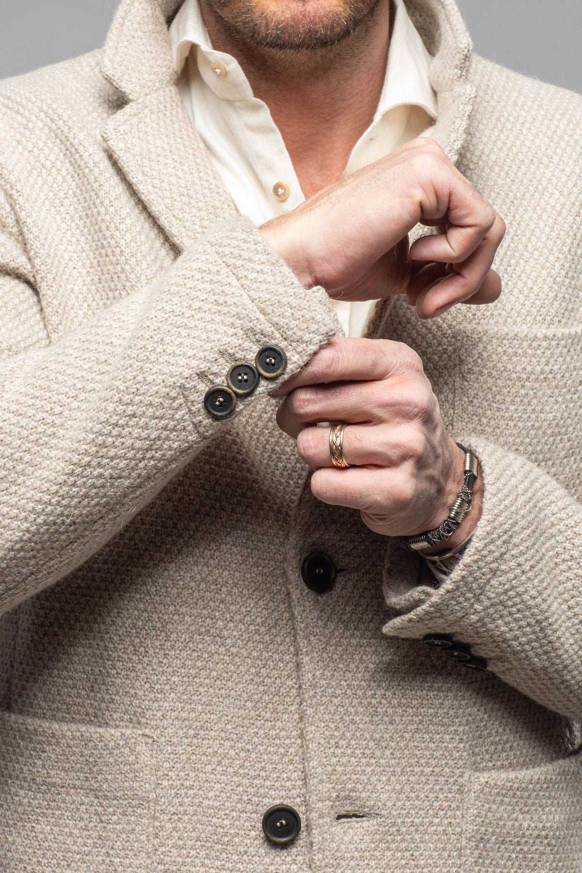 Gimo's Halifax Knit Coat in Stone Warehouse - Mens - Outerwear - Cloth