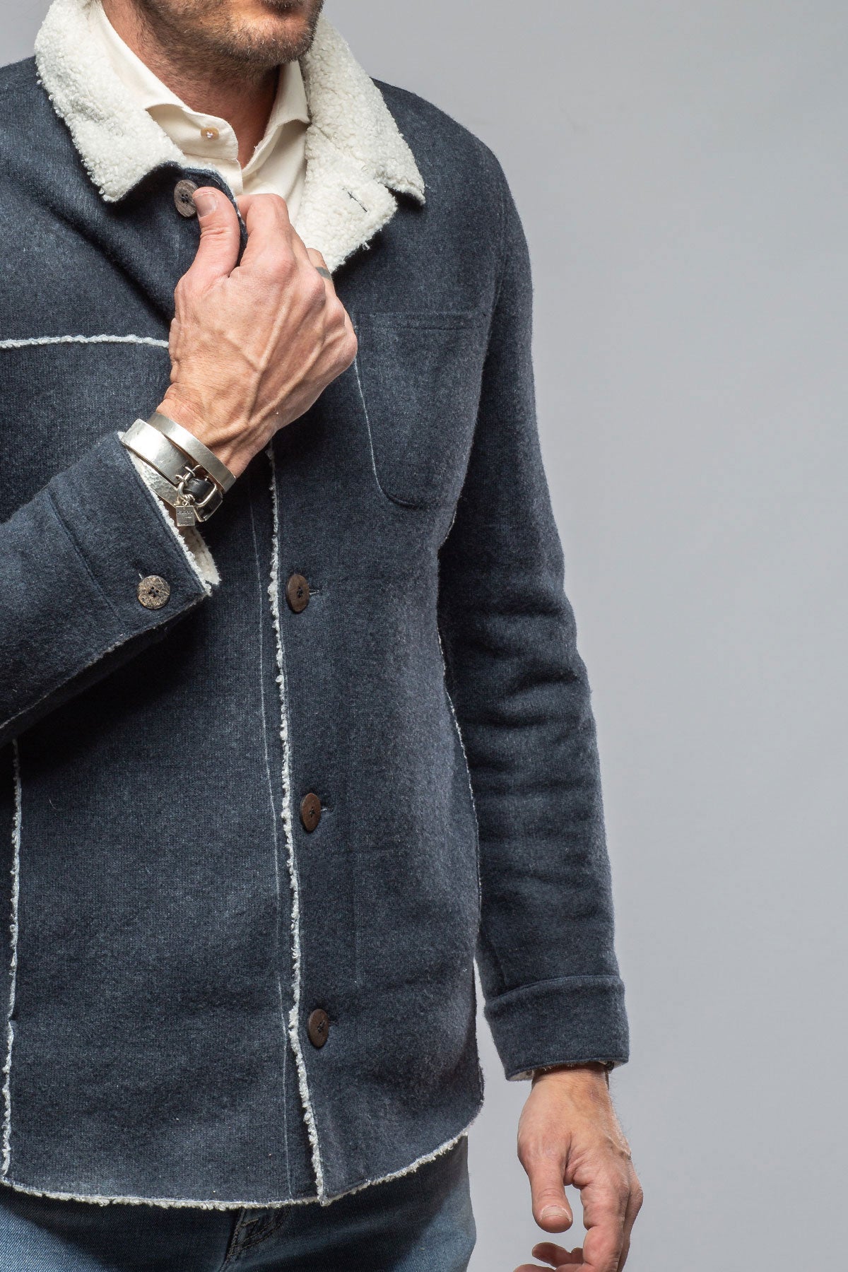 Gimo's Kalispell Sherpa Shirt Jacket In Navy Warehouse - Mens - Outerwear - Cloth