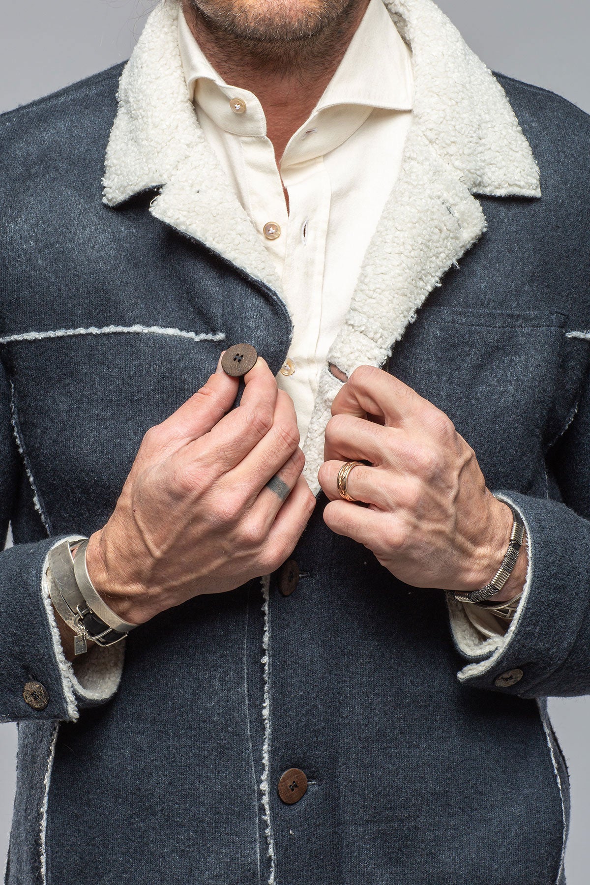 Gimo's Kalispell Sherpa Shirt Jacket In Navy Warehouse - Mens - Outerwear - Cloth