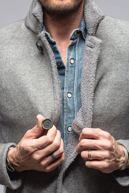 Gimo's Kane Long Wool Coat In Grey Warehouse - Mens - Outerwear - Cloth