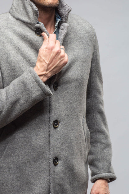 Gimo's Kane Long Wool Coat In Grey Warehouse - Mens - Outerwear - Cloth