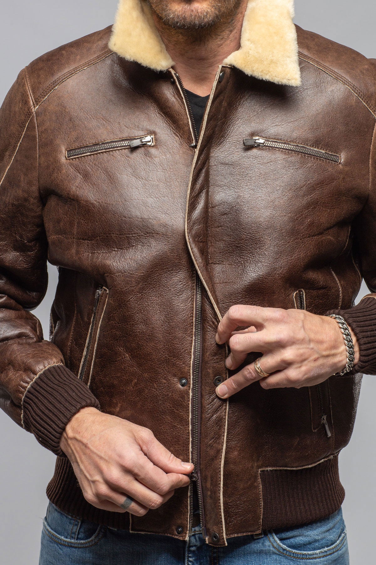 Gimo's Keller Vintage Shearling Bomber Samples - Mens - Outerwear - Shearling