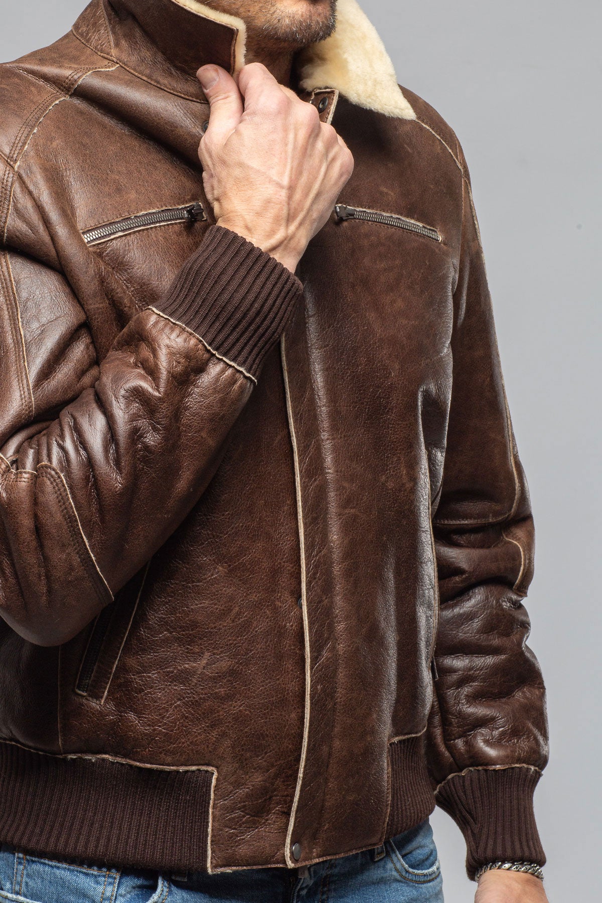 Gimo's Keller Vintage Shearling Bomber Samples - Mens - Outerwear - Shearling