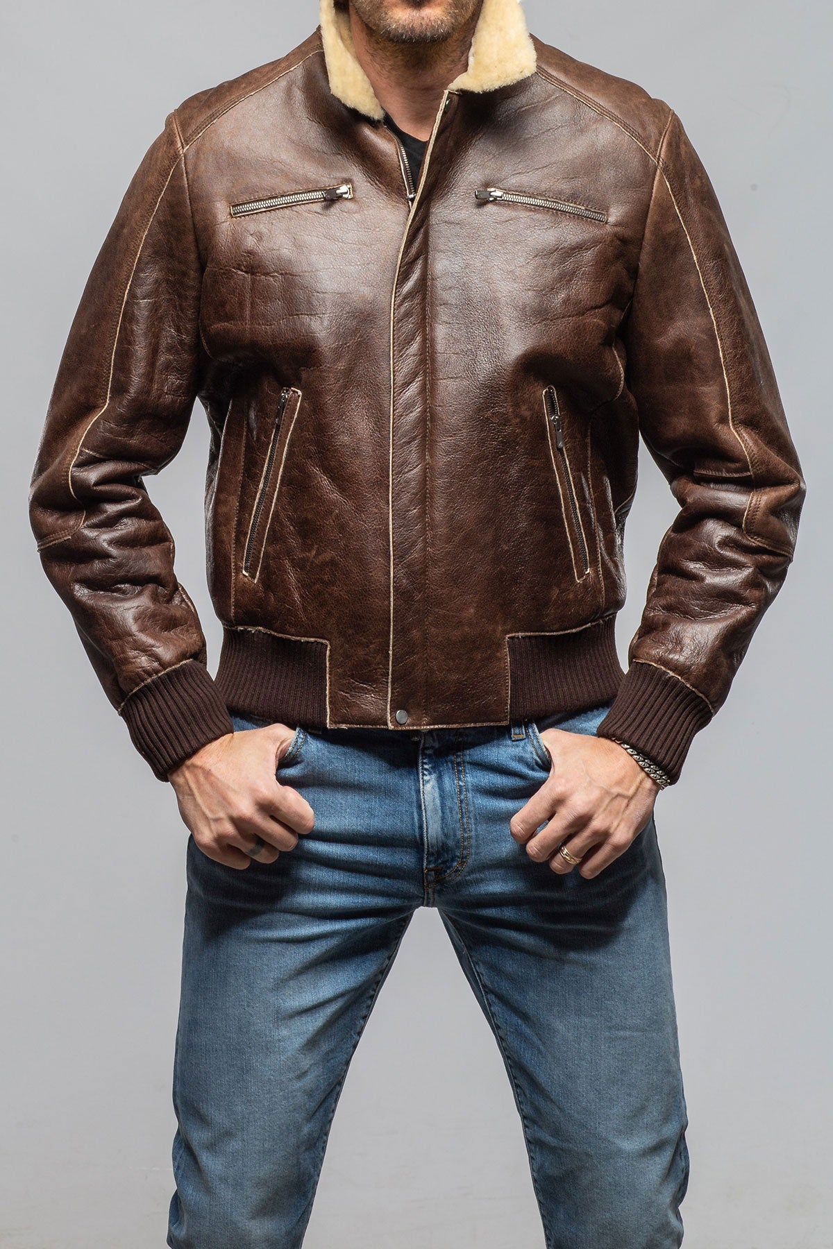 Gimo's Keller Vintage Shearling Bomber Samples - Mens - Outerwear - Shearling