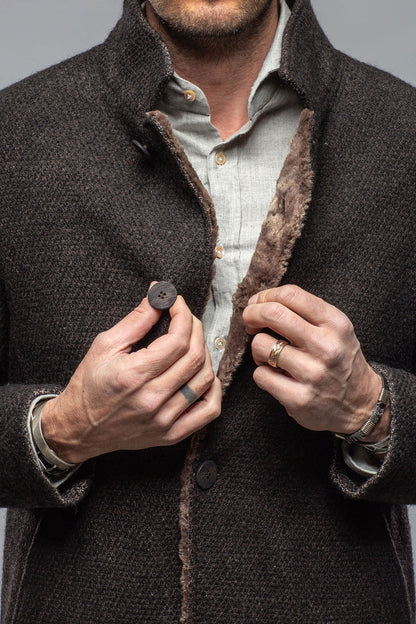 Gimo's Lazard Long Knit Coat In Charcoal Brown Warehouse - Mens - Outerwear - Cloth