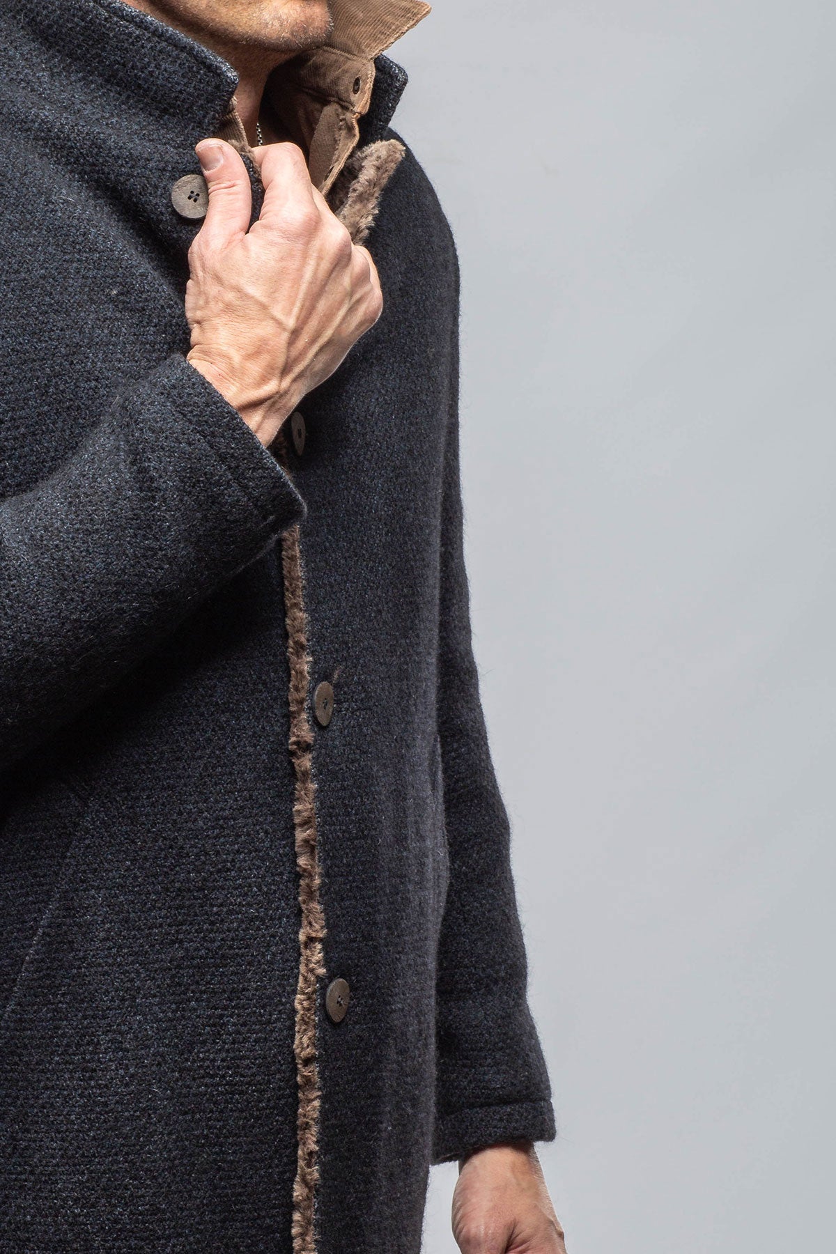 Gimo's Lazard Long Knit Coat In Navy Warehouse - Mens - Outerwear - Cloth