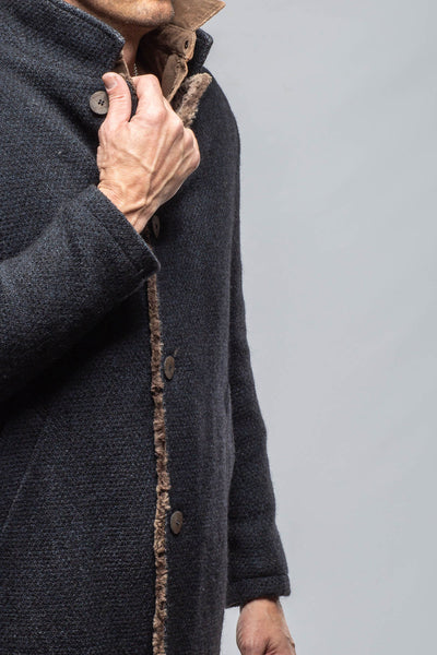 Gimo's Lazard Long Knit Coat In Navy Warehouse - Mens - Outerwear - Cloth