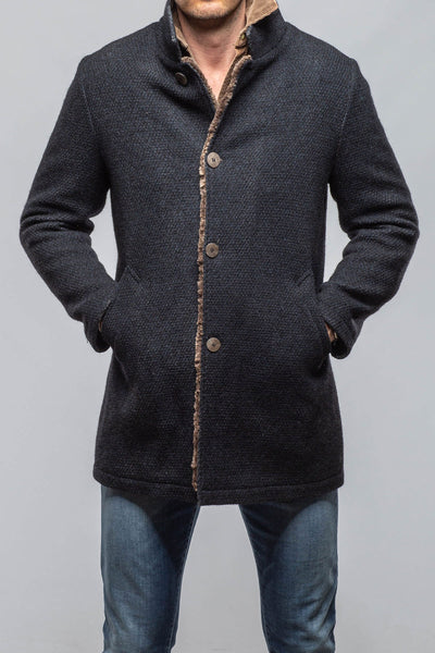 Gimo's Lazard Long Knit Coat In Navy Warehouse - Mens - Outerwear - Cloth