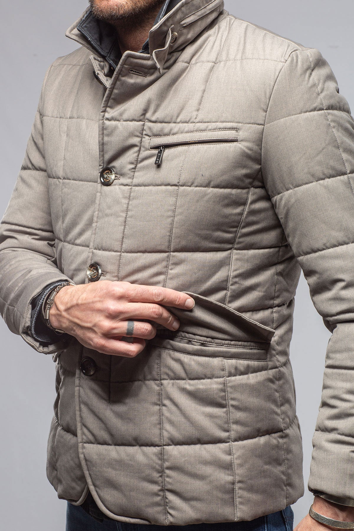 Gimo's Lexington Quilted Jacket In Stone Warehouse - Mens - Outerwear - Cloth