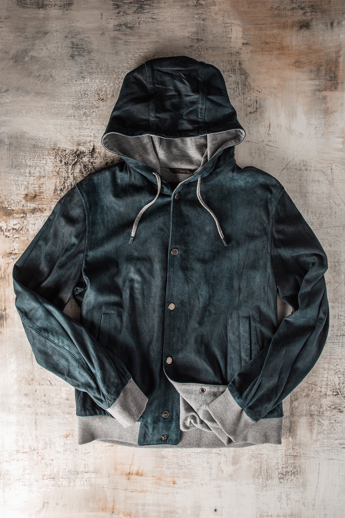 Luca Suede Hoodie | Samples - Mens - Outerwear - Leather | Gimo's
