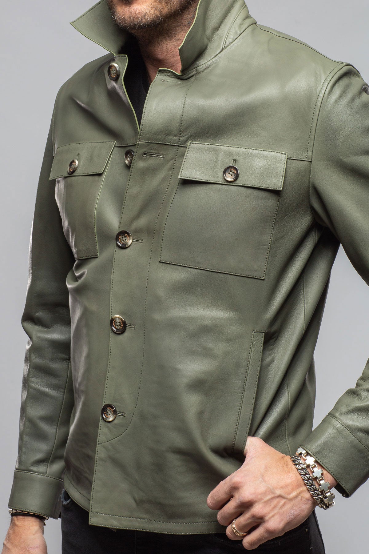 Gimo's Marco Nappa Shirt Jacket Samples - Mens - Outerwear - Leather
