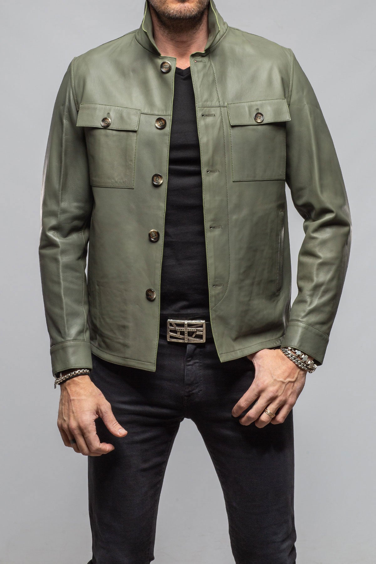 Gimo's Marco Nappa Shirt Jacket Samples - Mens - Outerwear - Leather