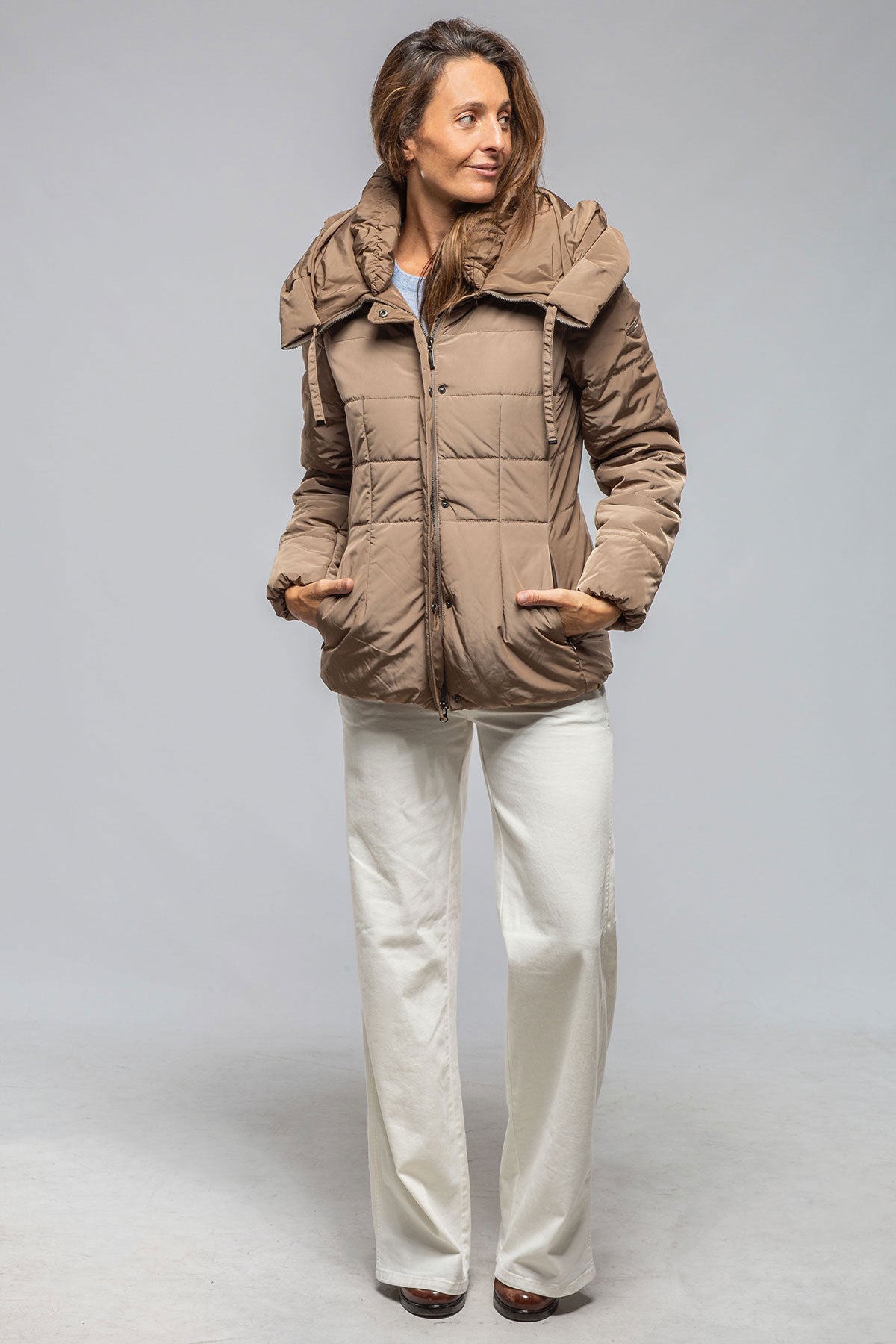 Gimo's Mika High Collar Down Jacket In Sand Samples - Ladies - Outerwear - Cloth