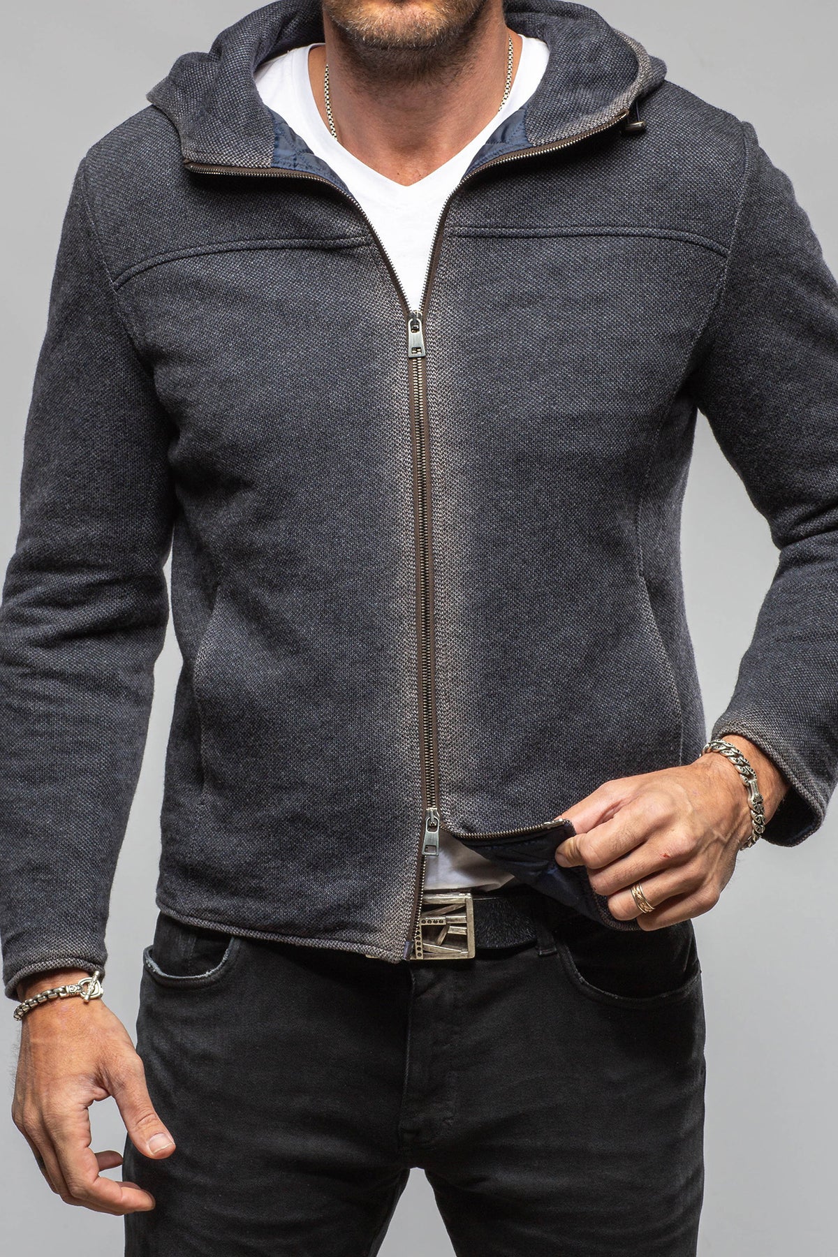 Gimo's Moro Wool-Alpaca Hooded Jacket Samples - Mens - Outerwear - Cloth