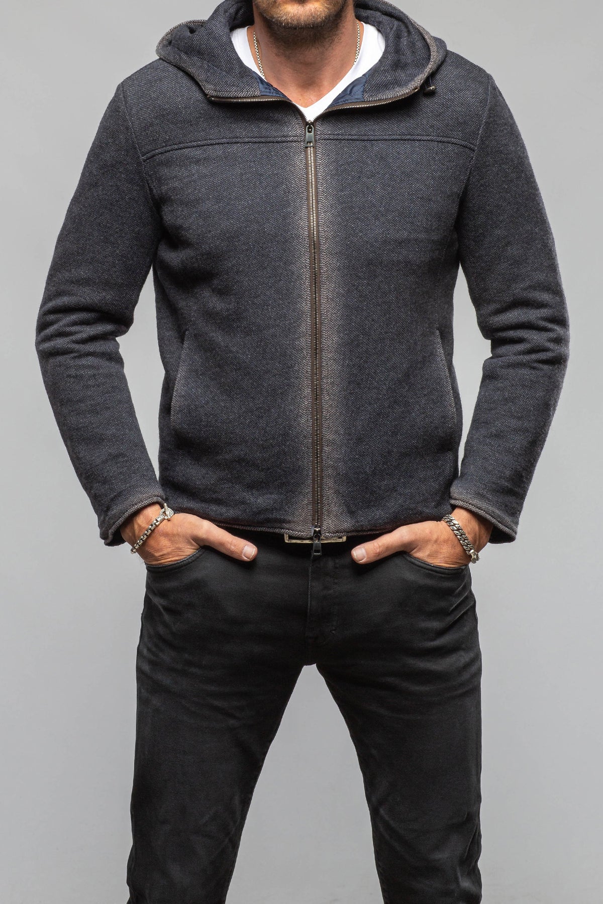 Gimo's Moro Wool-Alpaca Hooded Jacket Samples - Mens - Outerwear - Cloth