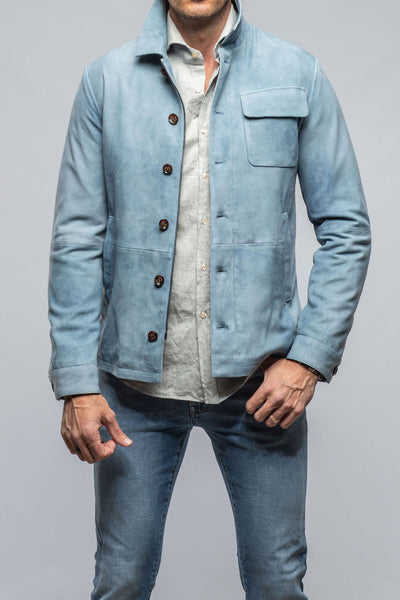 Gimo's Oakley Suede Shirt Jacket In Blue Ice Mens - Outerwear - Leather