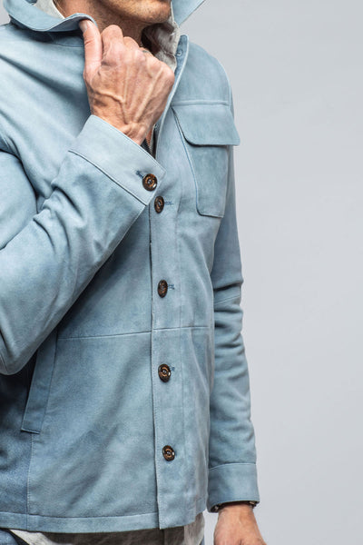 Gimo's Oakley Suede Shirt Jacket In Blue Ice Mens - Outerwear - Leather
