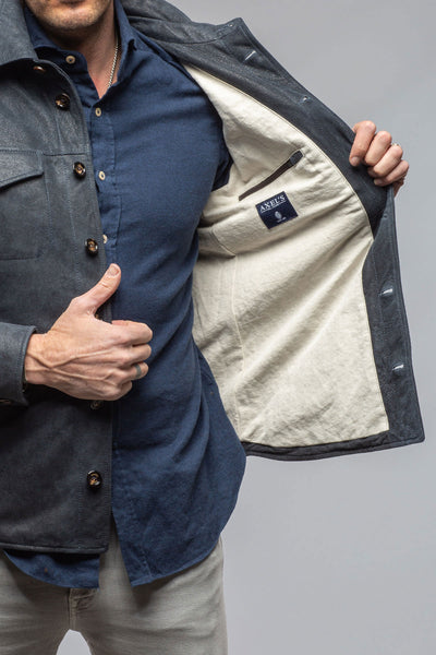 Gimo's Odin Rugged Shirt Jacket In Steel Blue Mens - Outerwear - Leather