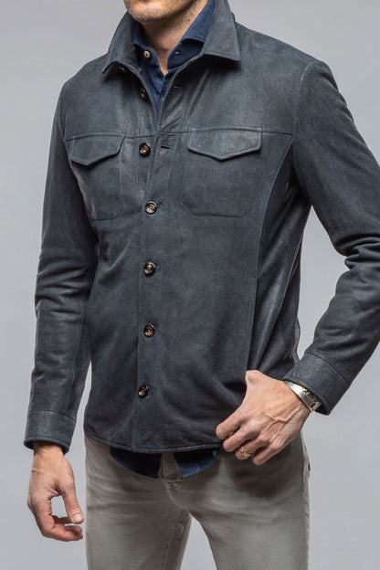 Gimo's Odin Rugged Shirt Jacket In Steel Blue Mens - Outerwear - Leather