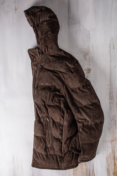 Reardon Suede Down Puffer | Samples - Mens - Outerwear - Leather | Gimo's