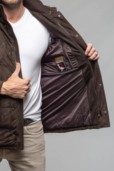 Gimo's Reardon Suede Down Puffer Samples - Mens - Outerwear - Leather