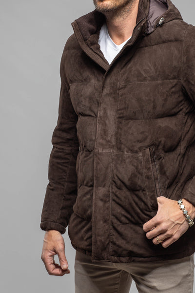 Gimo's Reardon Suede Down Puffer Samples - Mens - Outerwear - Leather