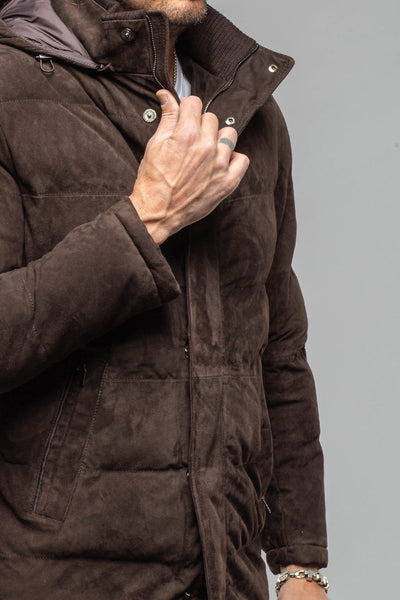 Gimo's Reardon Suede Down Puffer Samples - Mens - Outerwear - Leather