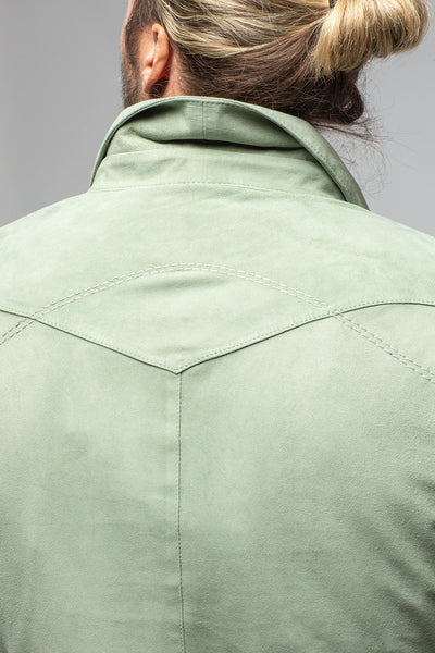 Gimo's Red River Suede Western Shirt In Green Mens - Outerwear - Leather