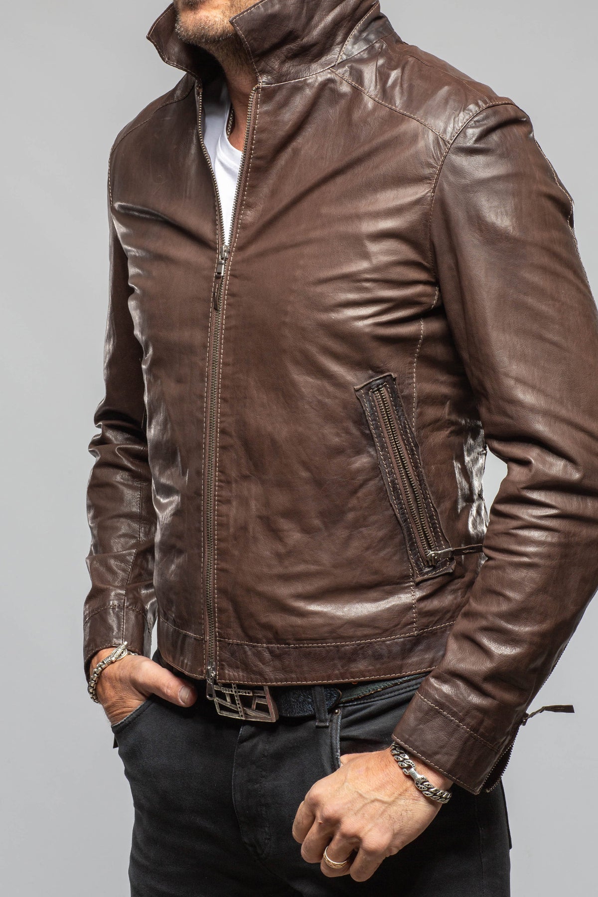 Gimo's Stefano Nappa Jacket in Chocolate Samples - Mens - Outerwear - Leather