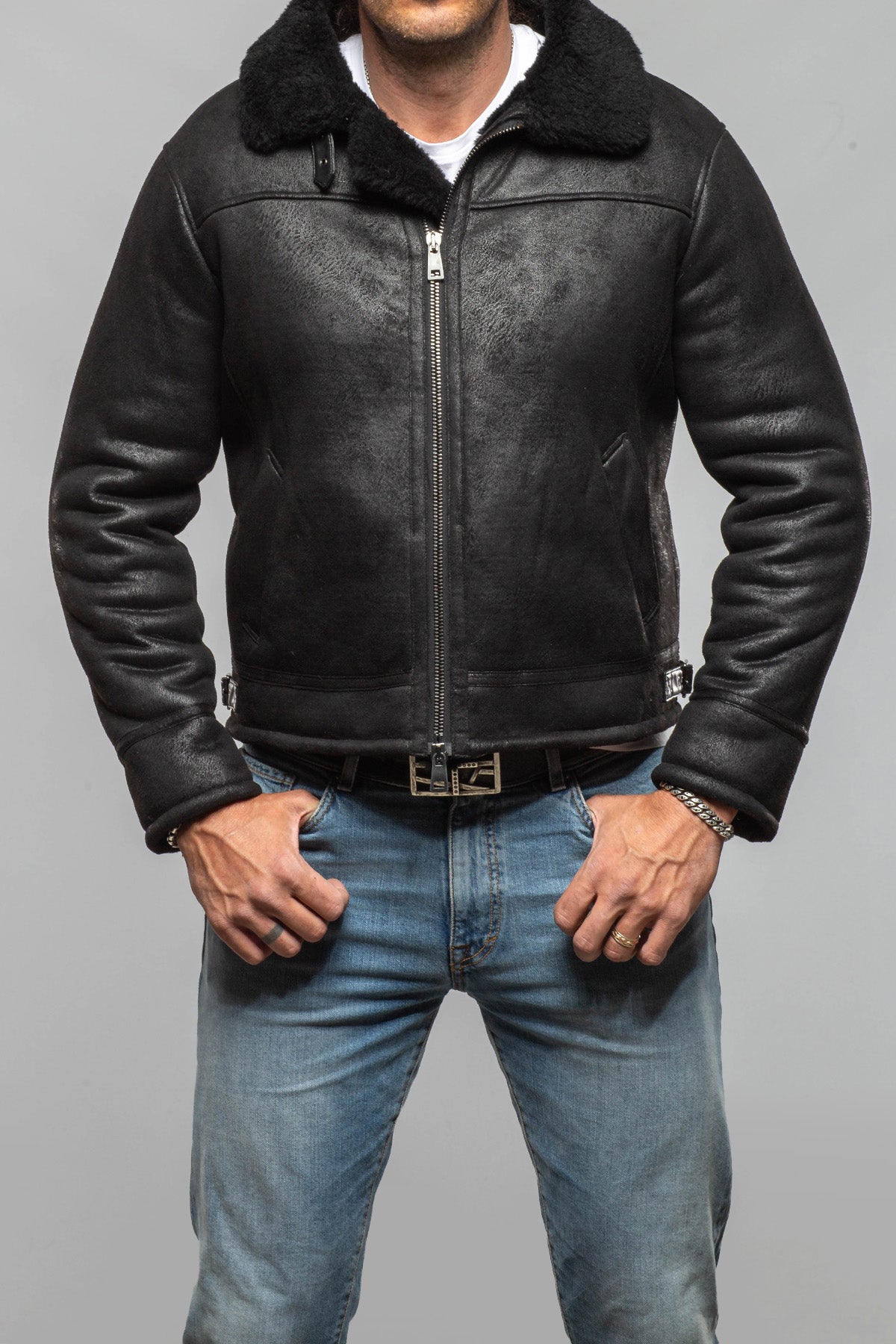 Gimo's Tahoe Shearling Bomber Samples - Mens - Outerwear - Shearling