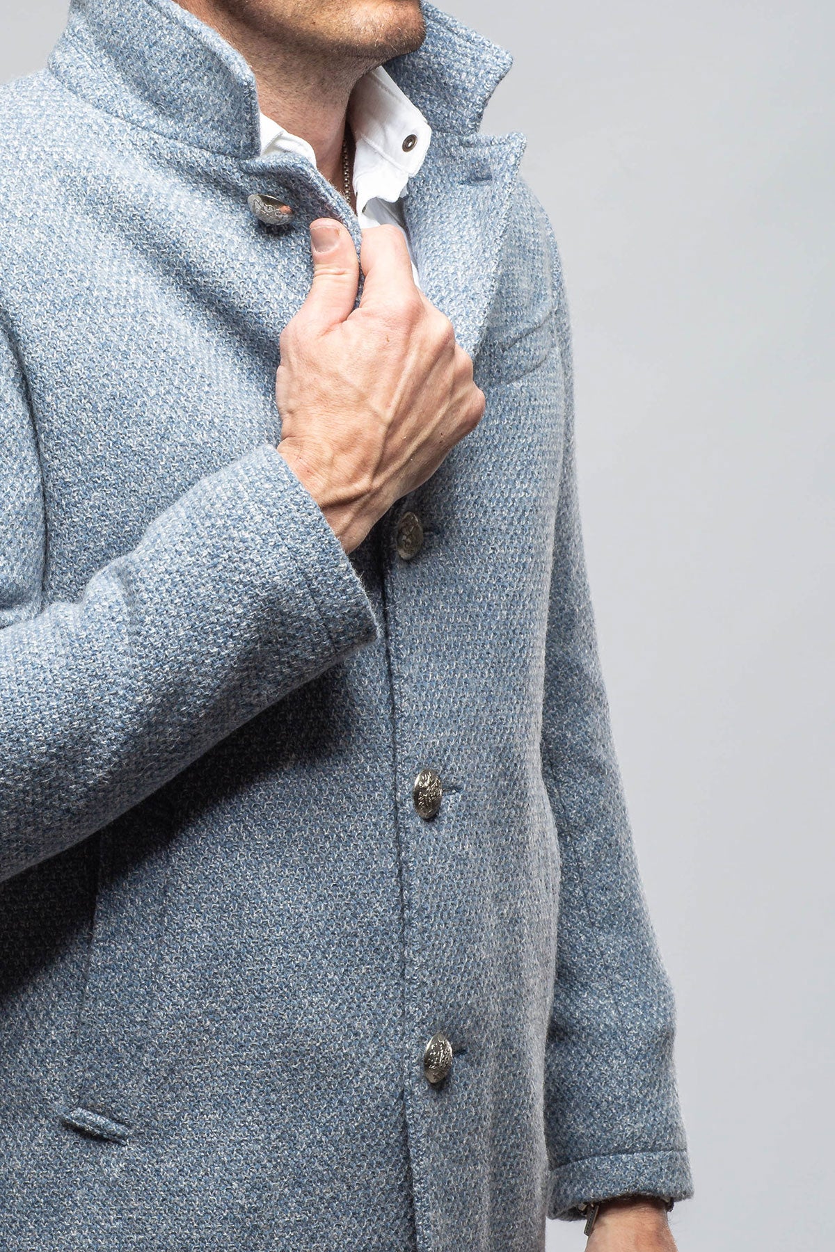 Gimo's Weyburn Knit Coat In Light Blue Warehouse - Mens - Outerwear - Cloth