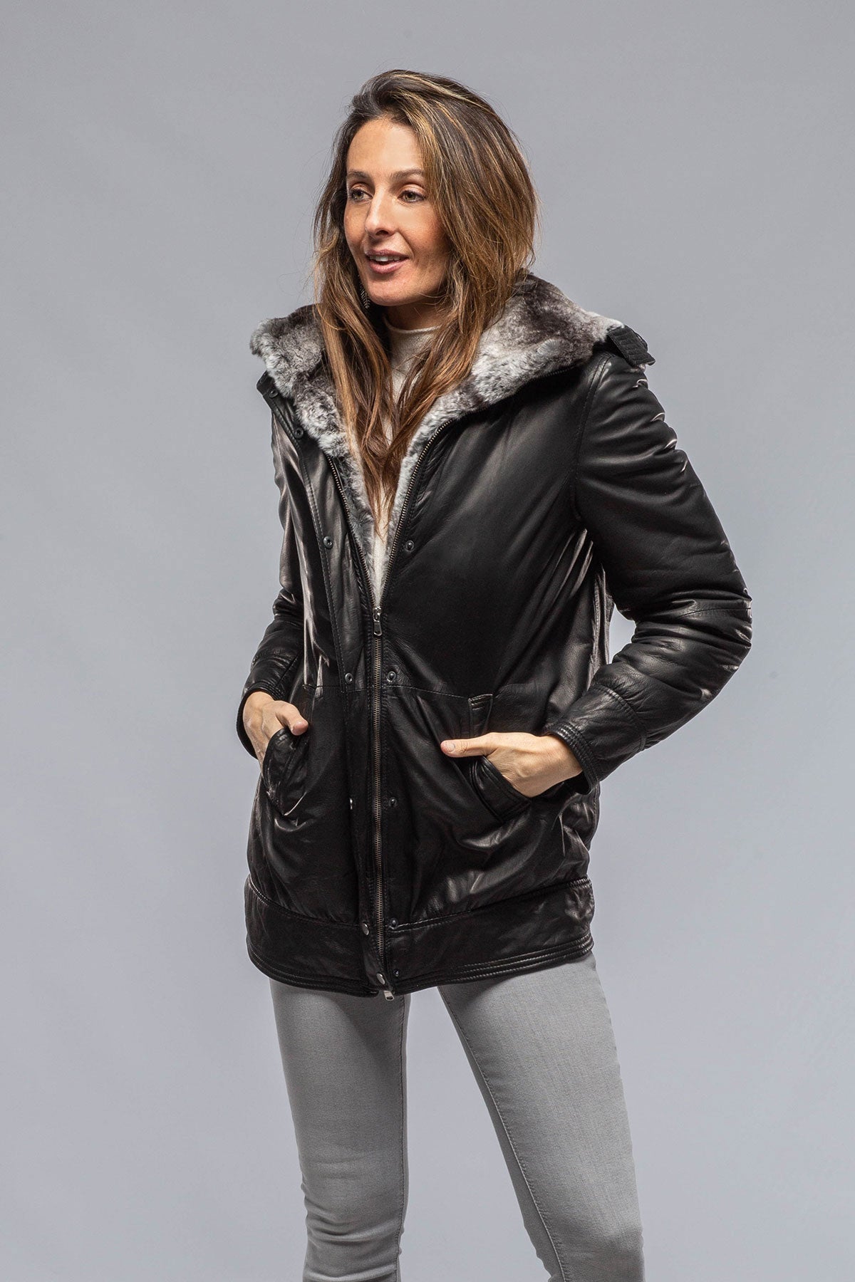 Gimo's Zoe Rex Interior Leather Coat Samples - Ladies - Outerwear - Shearling