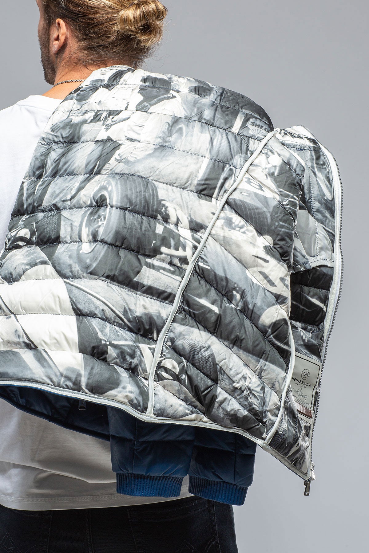 F1 Racer Down Jacket In Blue | Mens - Outerwear - Leather | Heinz Bauer